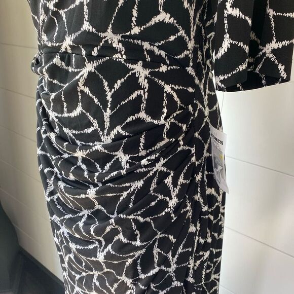 Connected Apparel Asymmetrical Neck Elbow Sleeve Dress Size 12 - Picture 5 of 12